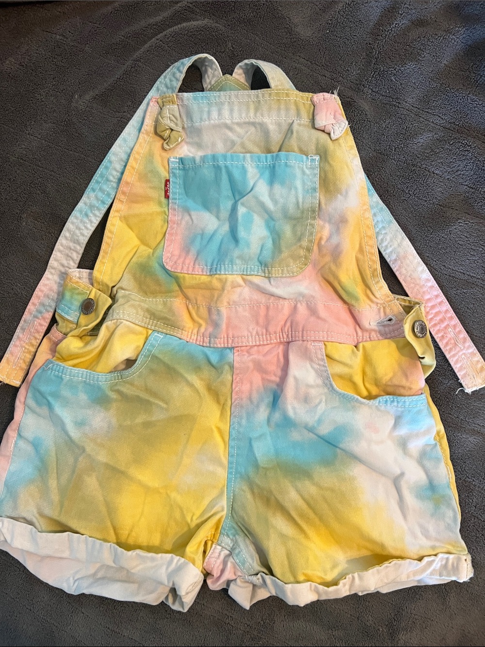 Tie-Dye Pastel Short Levi’s Overalls for Kids size 12